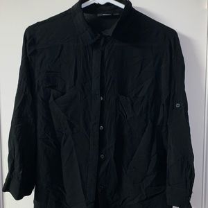 Black button up dress blouse 3/4 sleeve length